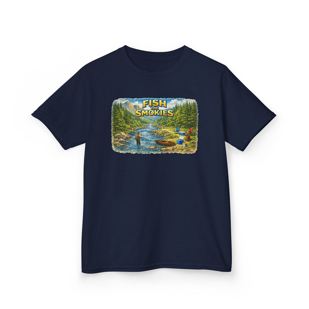Kids T-Shirt - 'Fish The Smokies' River Fishing Graphic Tee for Outdoorsy Kids