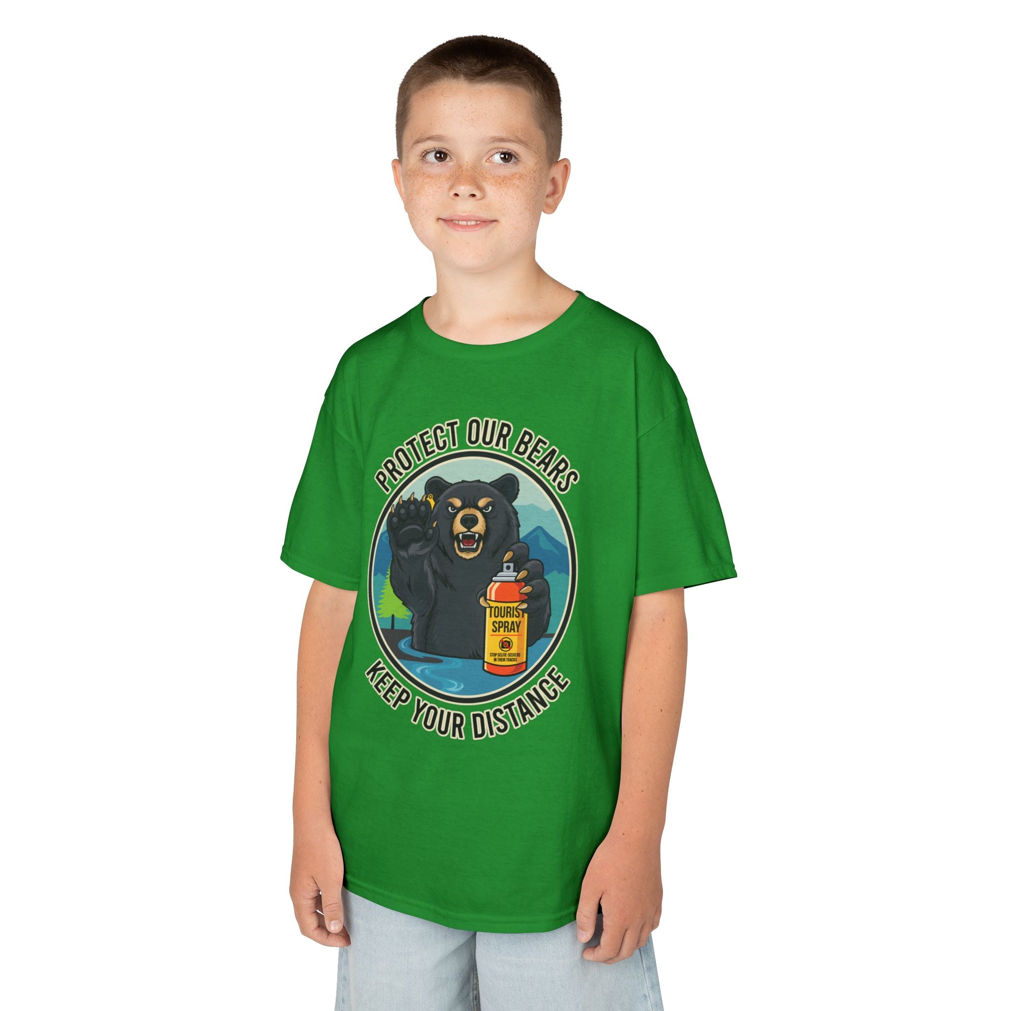 Kids T‑Shirt — "Protect Our Bears, Keep Your Distance" Cute Bear Conservation Tee