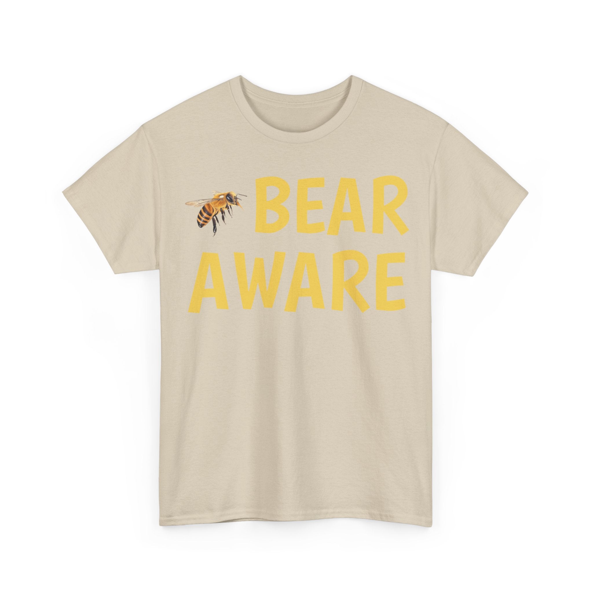 Bear Aware Unisex Tee — Funny Nature T-Shirt with Bee Graphic