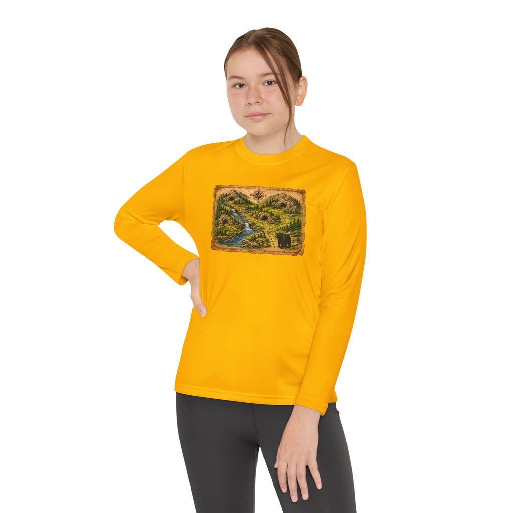 Youth Long Sleeve Tee — Bear Cave Treasure Map