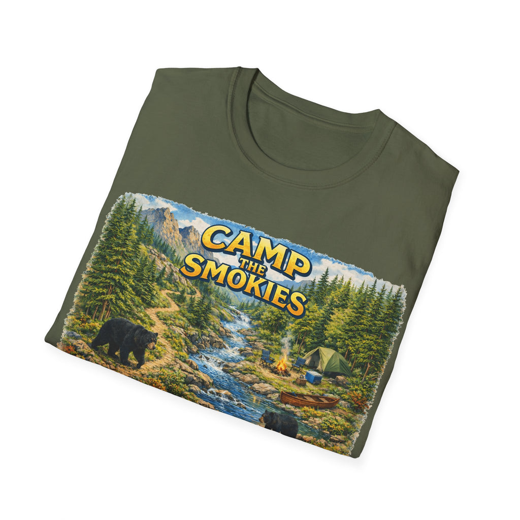 Camp the Smokies Unisex T-Shirt – Rustic Mountain Camping Graphic Tee