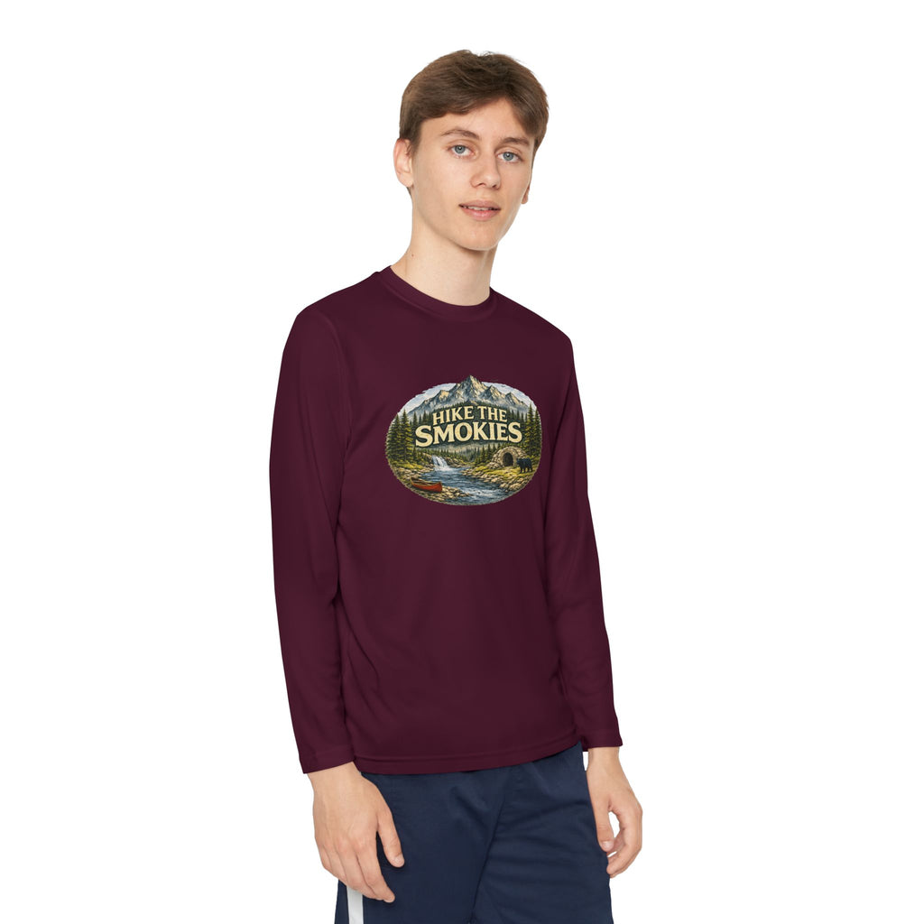 Youth Long Sleeve Tee — "Hike the Smokies" Nature Graphic