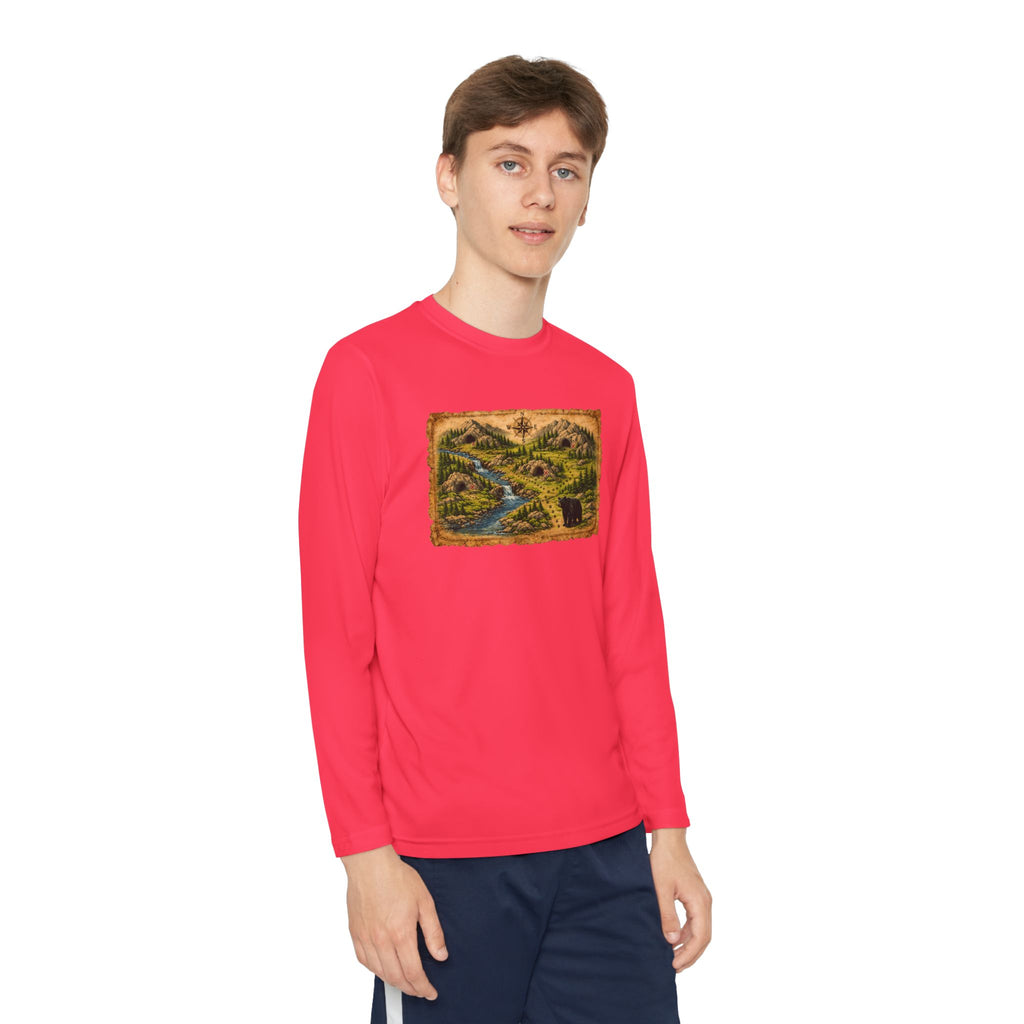 Youth Long Sleeve Tee — Bear Cave Treasure Map