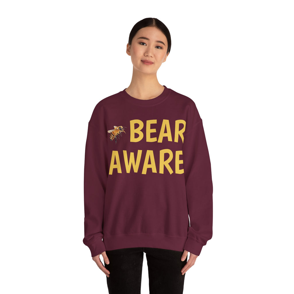 Bear Aware Unisex Crewneck Sweatshirt — Nature-Lover Eco Graphic Pullover