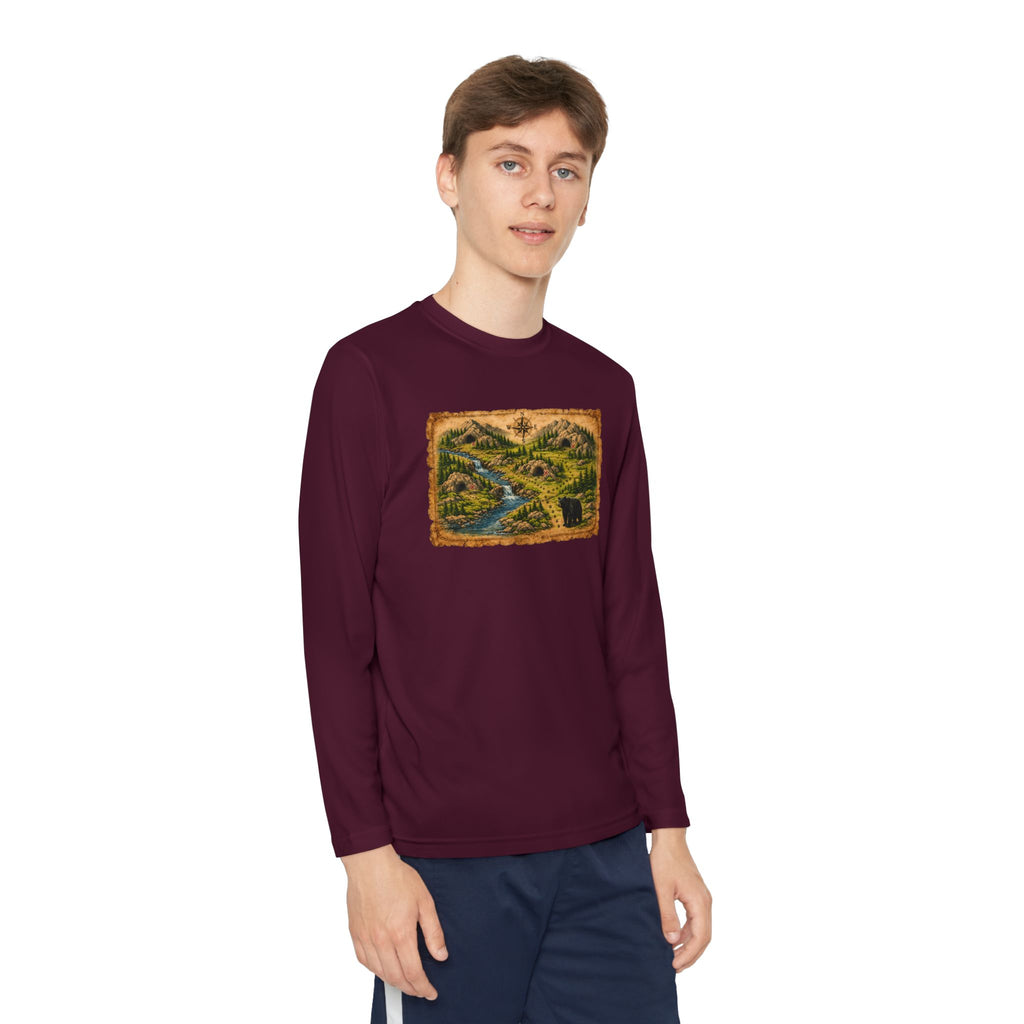 Youth Long Sleeve Tee — Bear Cave Treasure Map