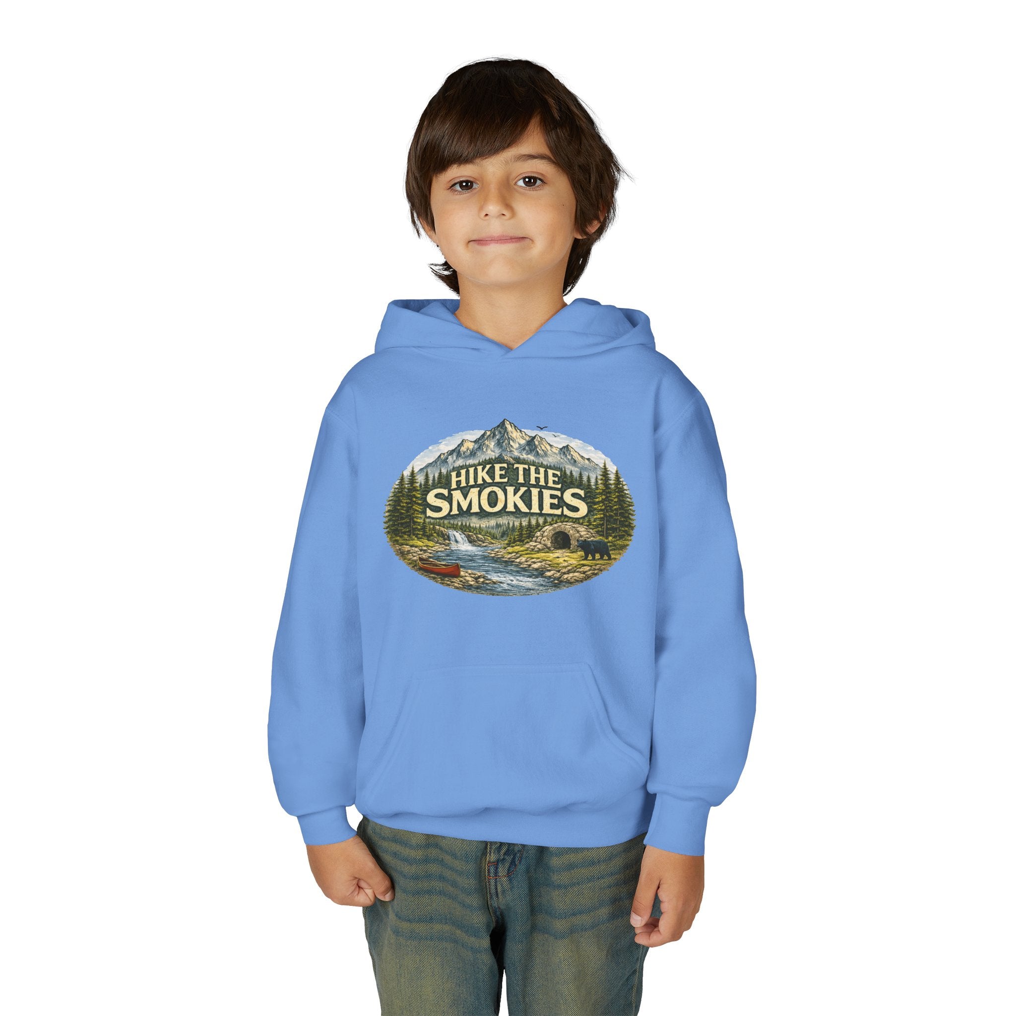 Youth Hoodie - 'Hike the Smokies' Mountain Camping Graphic