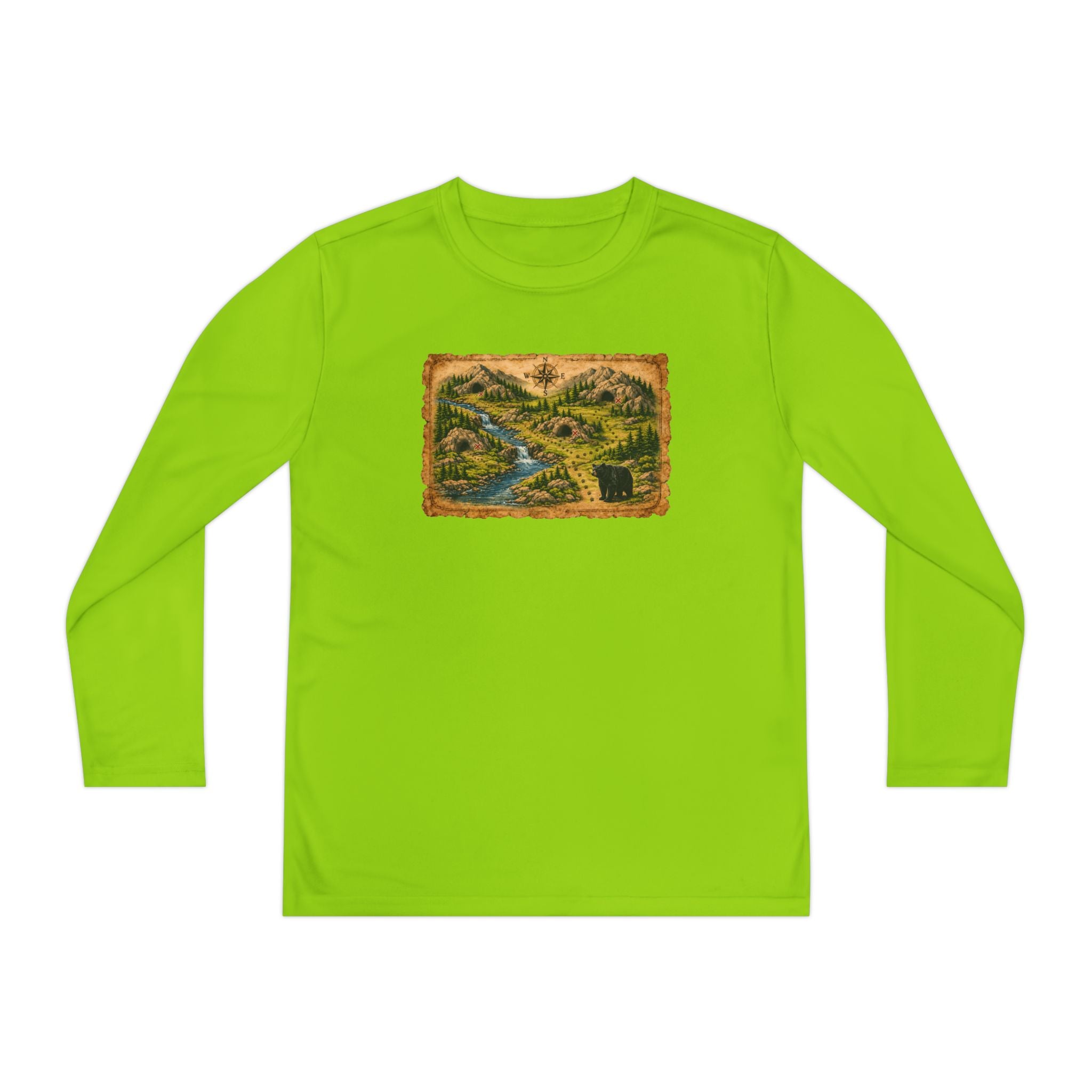 Youth Long Sleeve Tee — Bear Cave Treasure Map