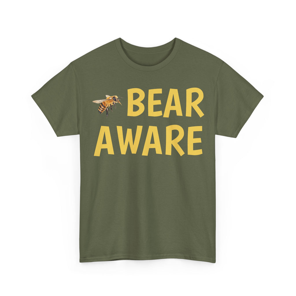 Bear Aware Unisex Tee — Funny Nature T-Shirt with Bee Graphic