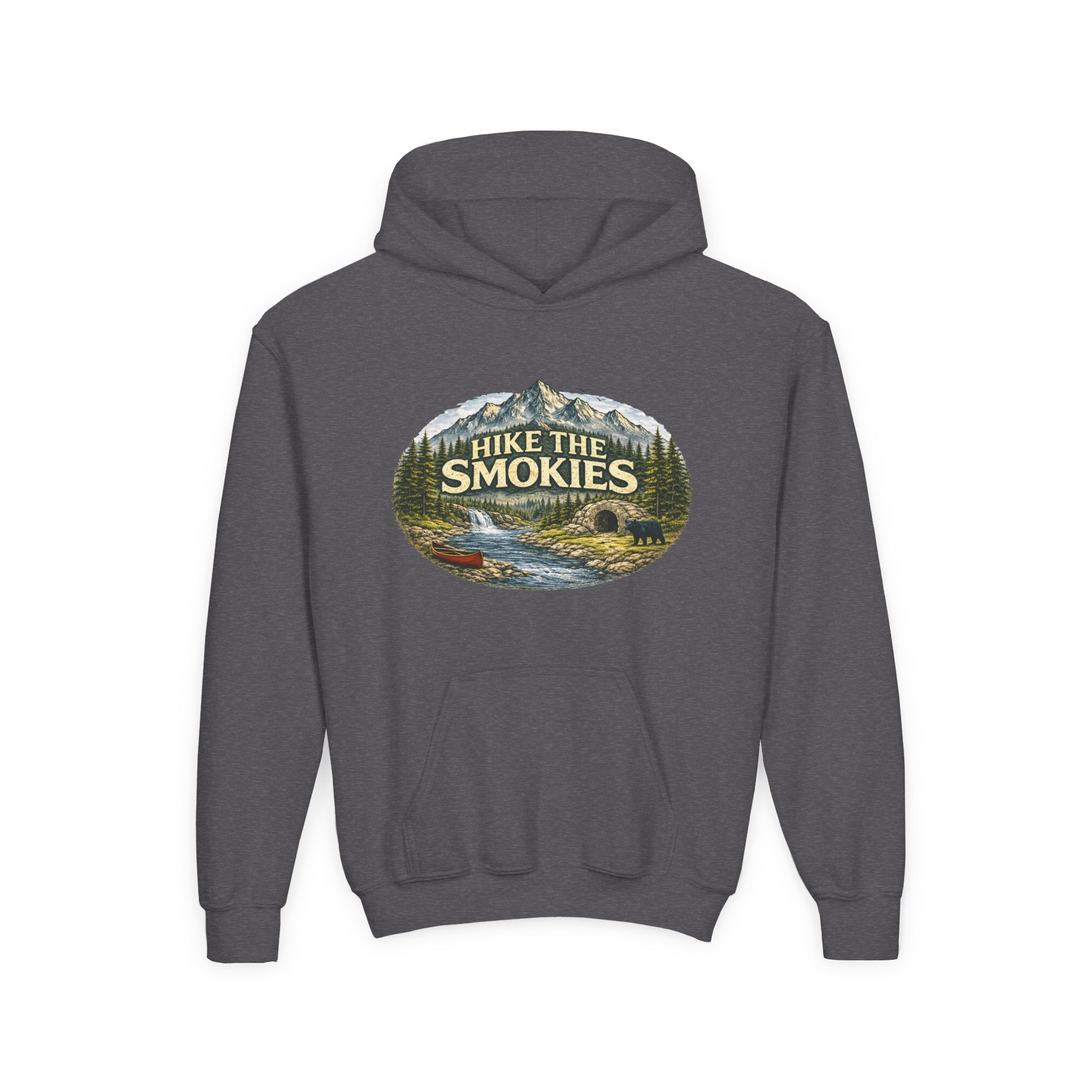 Youth Hoodie - 'Hike the Smokies' Mountain Camping Graphic
