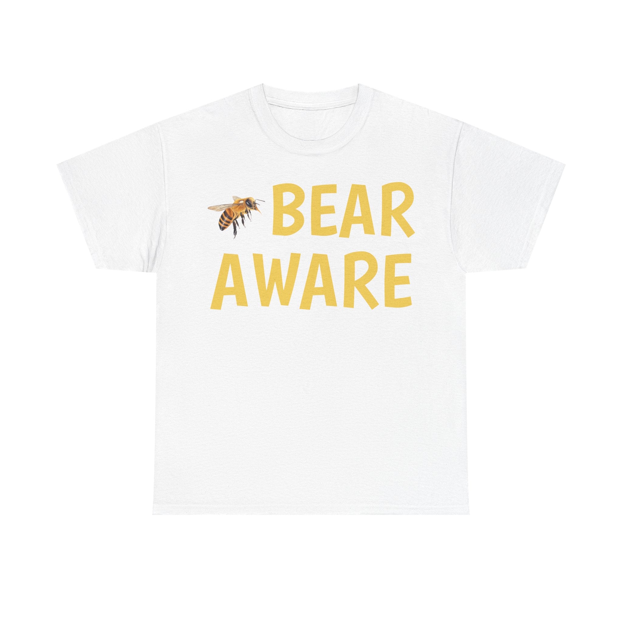 Bear Aware Unisex Tee — Funny Nature T-Shirt with Bee Graphic