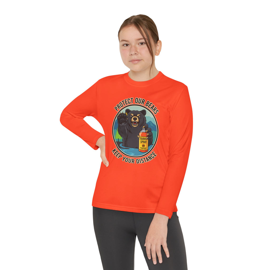 Youth Long Sleeve Tee — "Protect Our Bears, Keep Your Distance" Wildlife Conservation Shirt