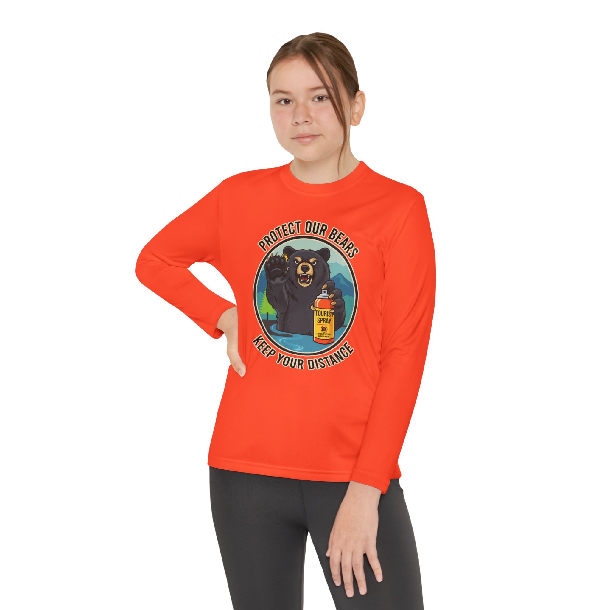 Youth Long Sleeve Tee — "Protect Our Bears, Keep Your Distance" Wildlife Conservation Shirt