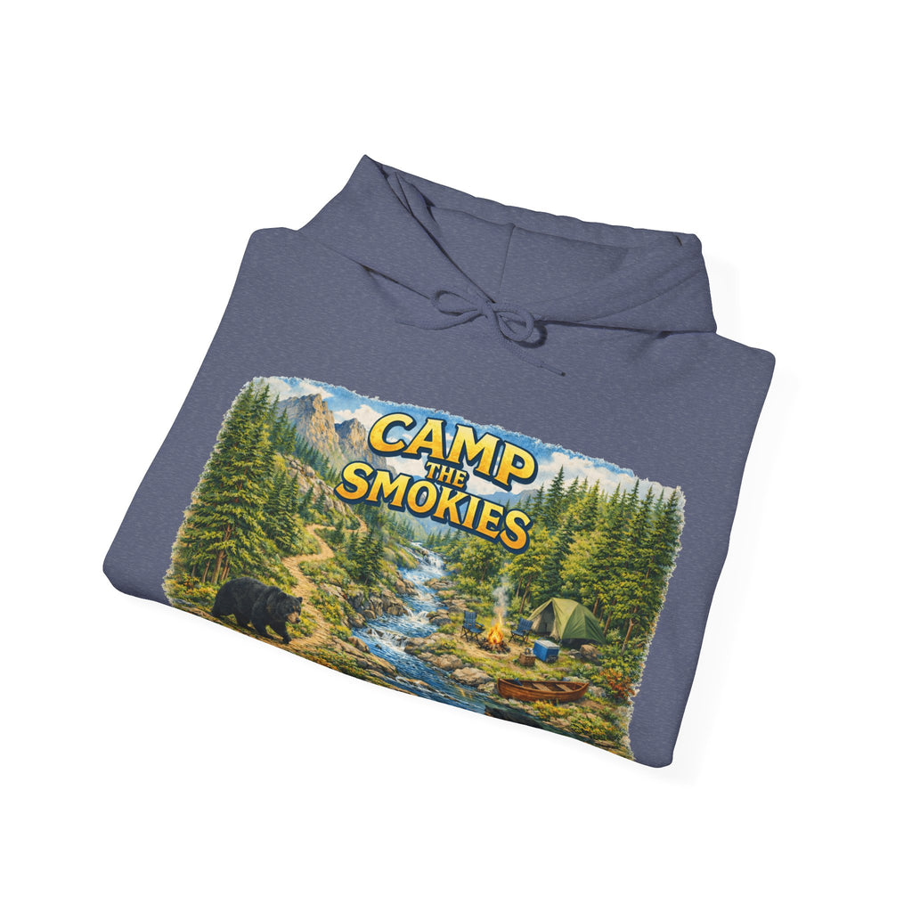 Camp The Smokies Unisex Hoodie — Scenic Mountain Bears Camping Sweatshirt