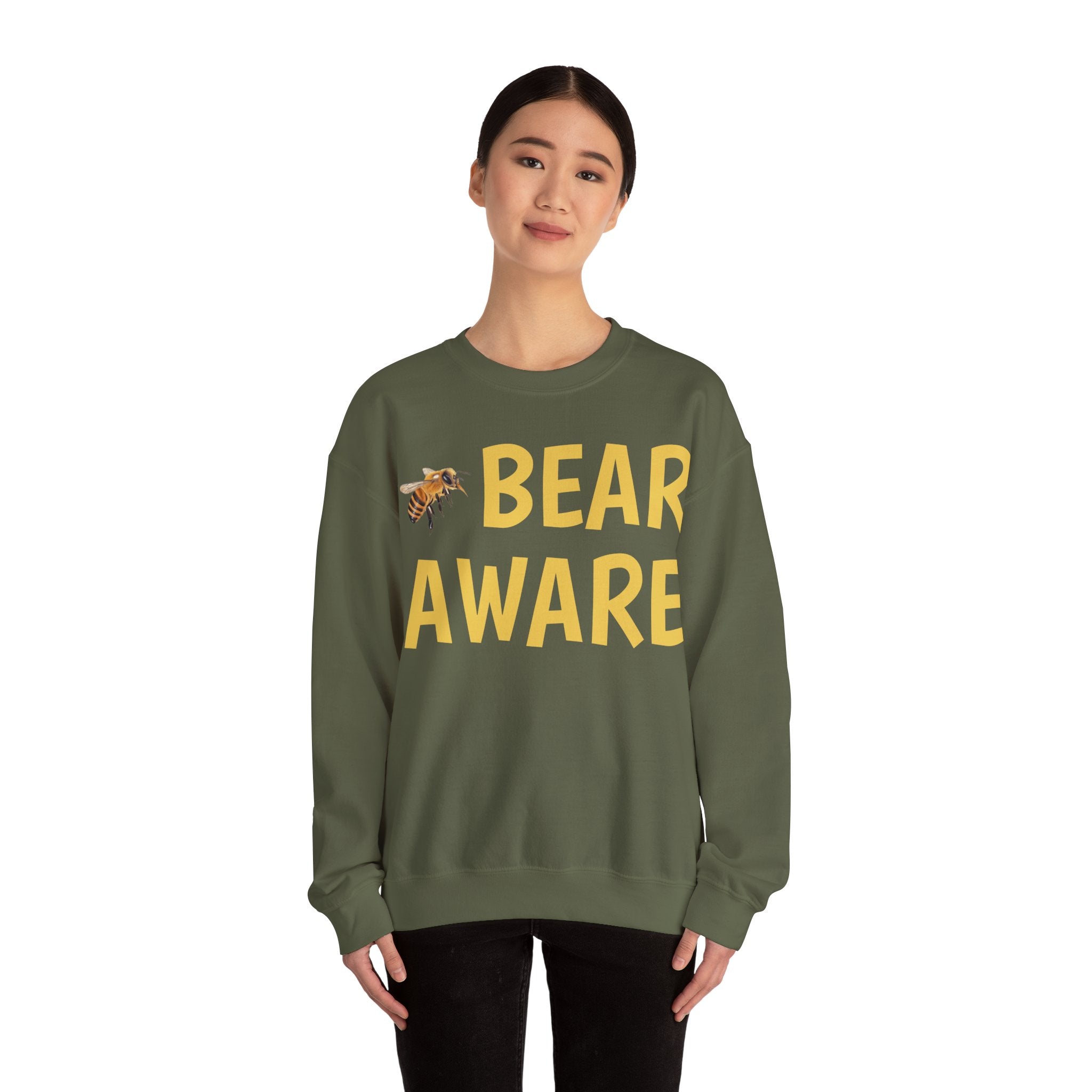 Bear Aware Unisex Crewneck Sweatshirt — Nature-Lover Eco Graphic Pullover