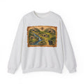 Bear Cave Treasure Map Unisex Crewneck Sweatshirt — Vintage Wilderness Map Graphic