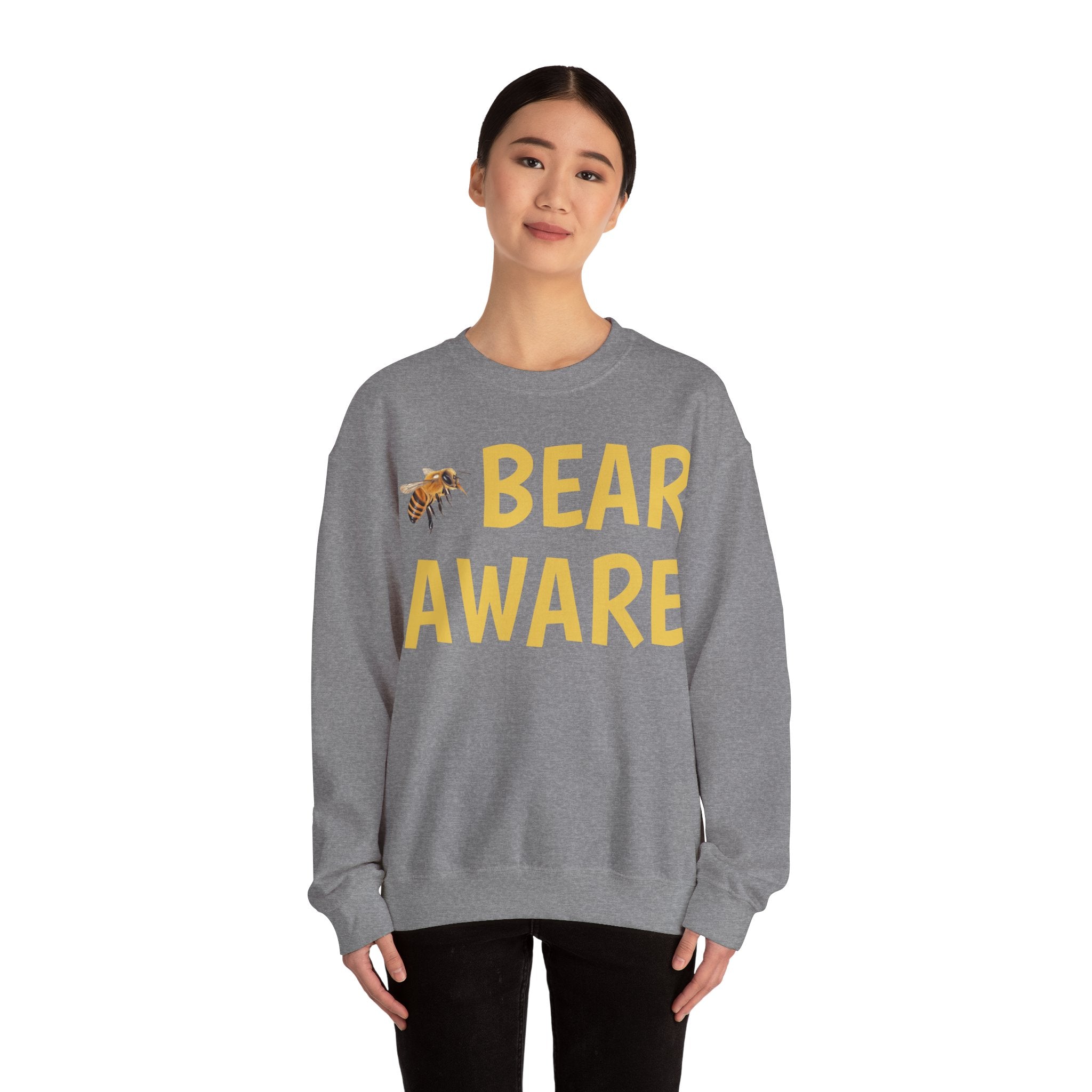 Bear Aware Unisex Crewneck Sweatshirt — Nature-Lover Eco Graphic Pullover