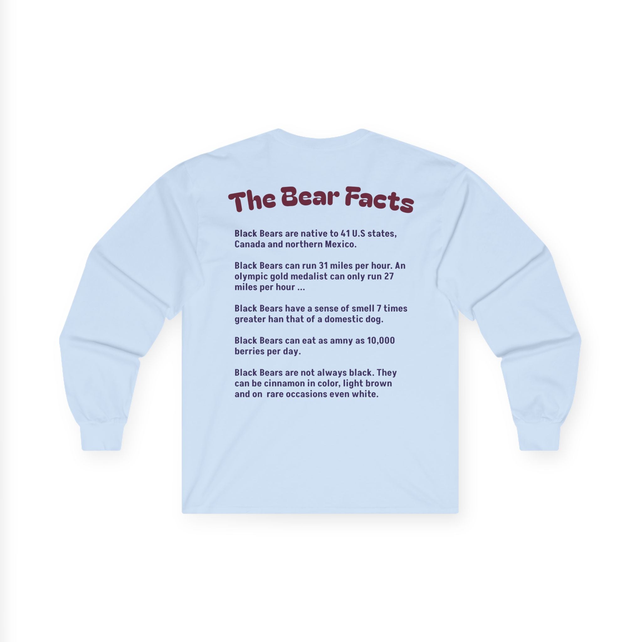 Smoky Mountain Black Bear Facts - Unisex Long Sleeve Tee