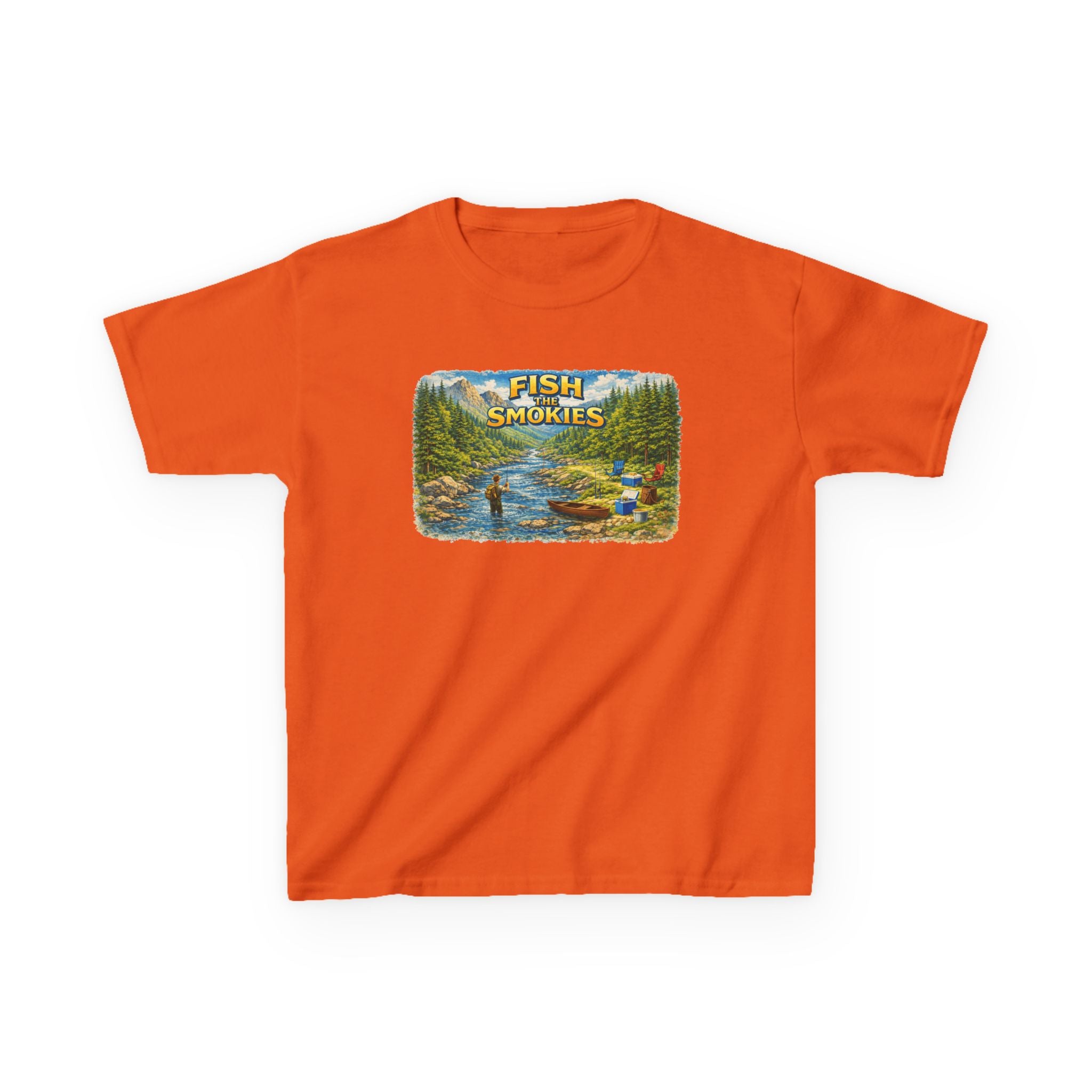 Kids T-Shirt - 'Fish The Smokies' River Fishing Graphic Tee for Outdoorsy Kids