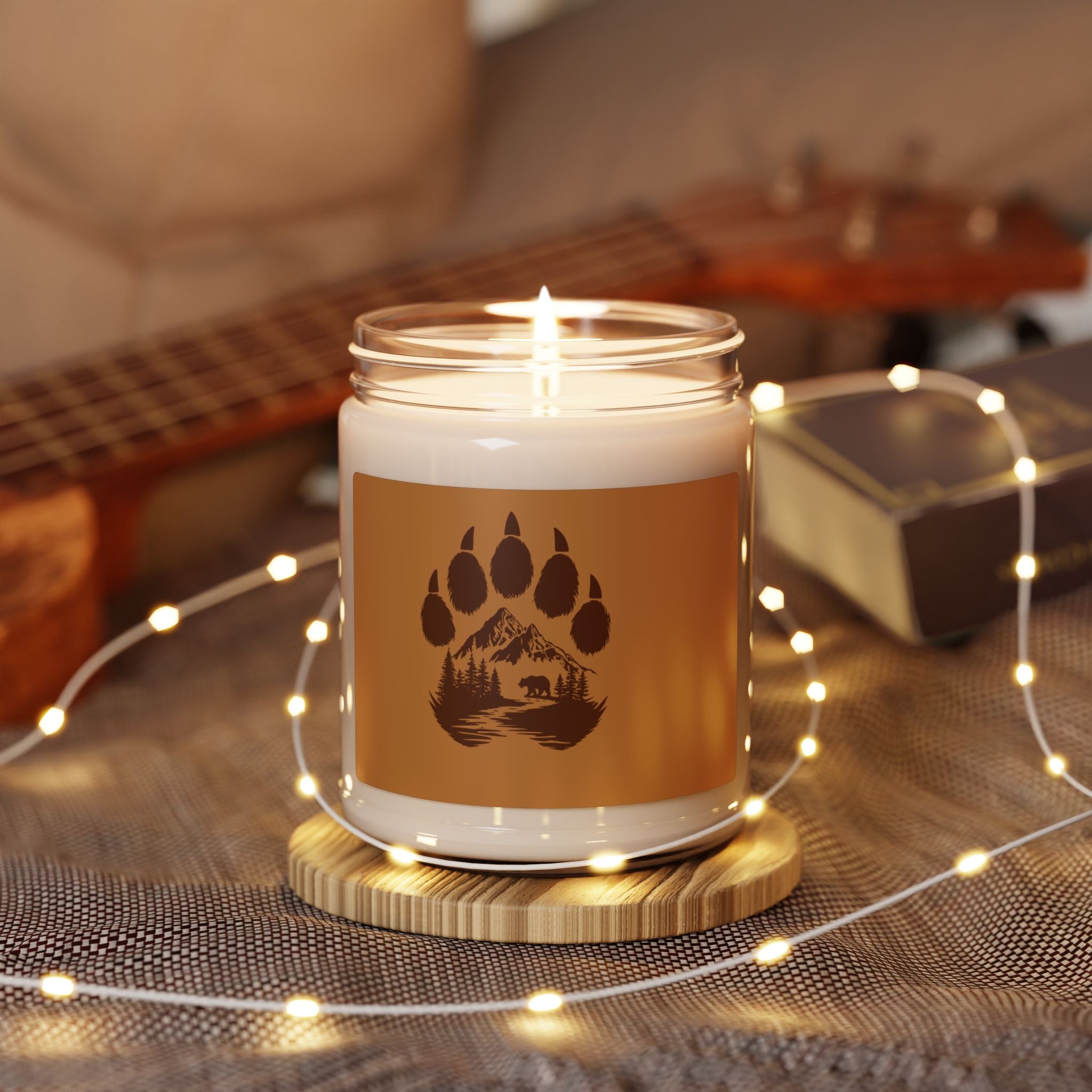Cabin Paw Print Soy Candle — 9oz Scented Rustic Woodland Candle
