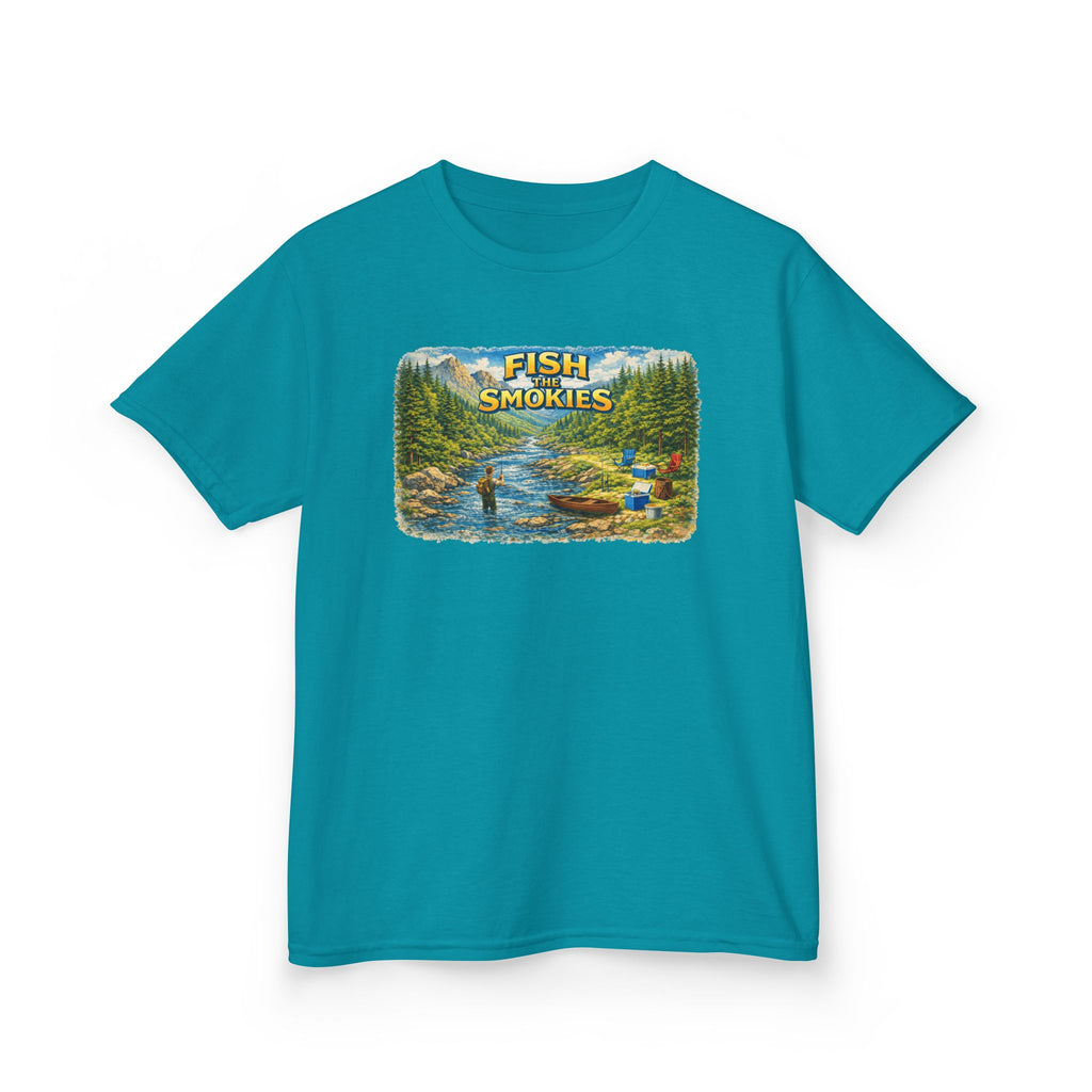 Kids T-Shirt - 'Fish The Smokies' River Fishing Graphic Tee for Outdoorsy Kids