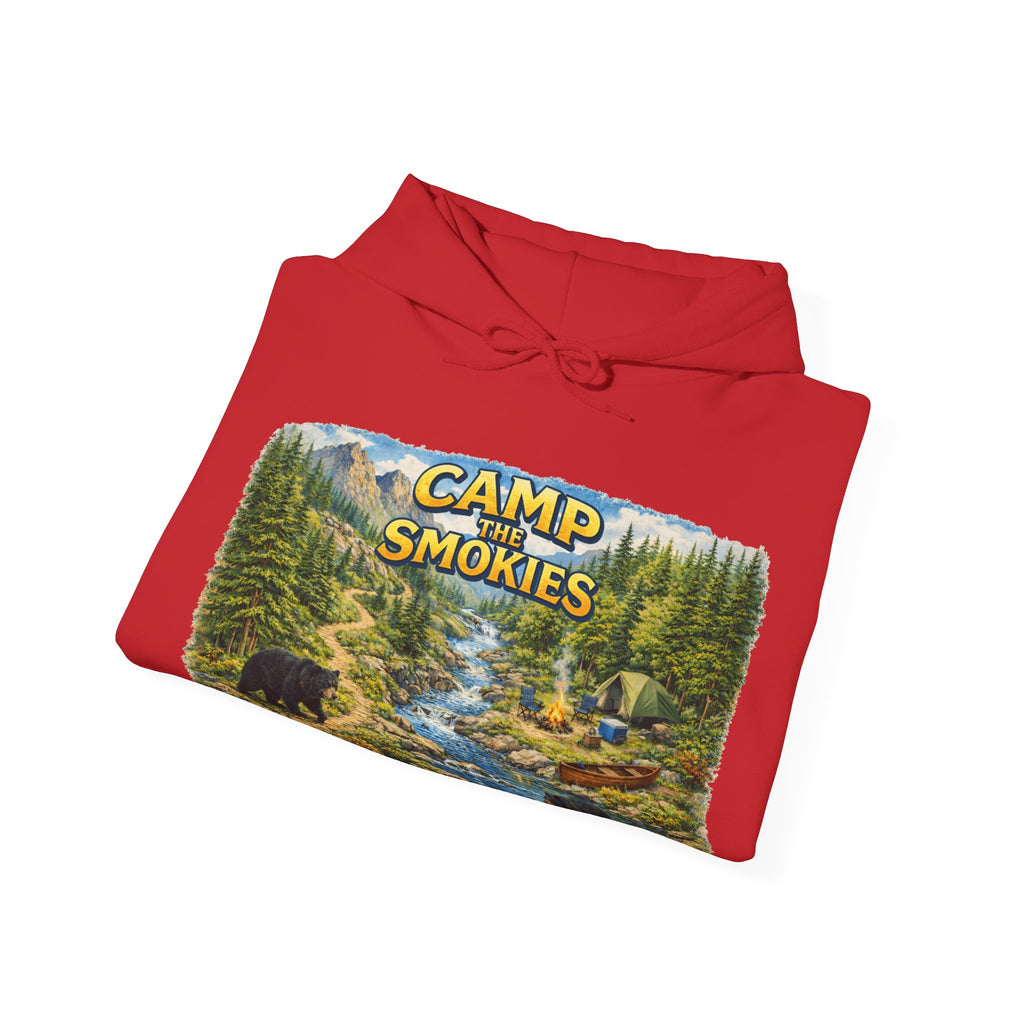 Camp The Smokies Unisex Hoodie — Scenic Mountain Bears Camping Sweatshirt