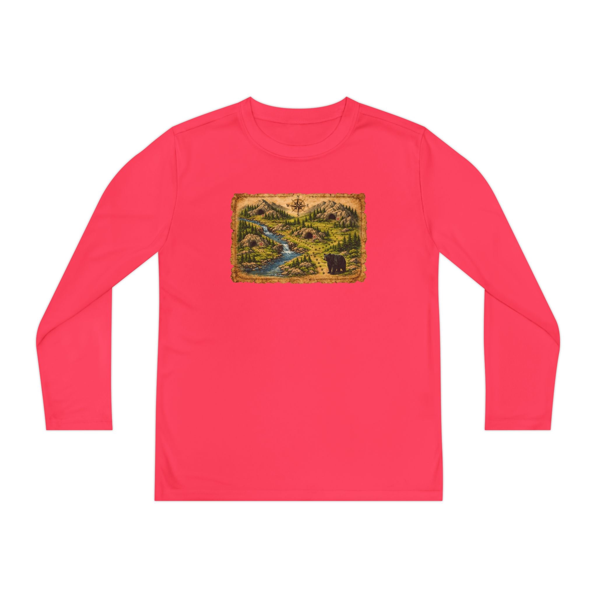 Youth Long Sleeve Tee — Bear Cave Treasure Map