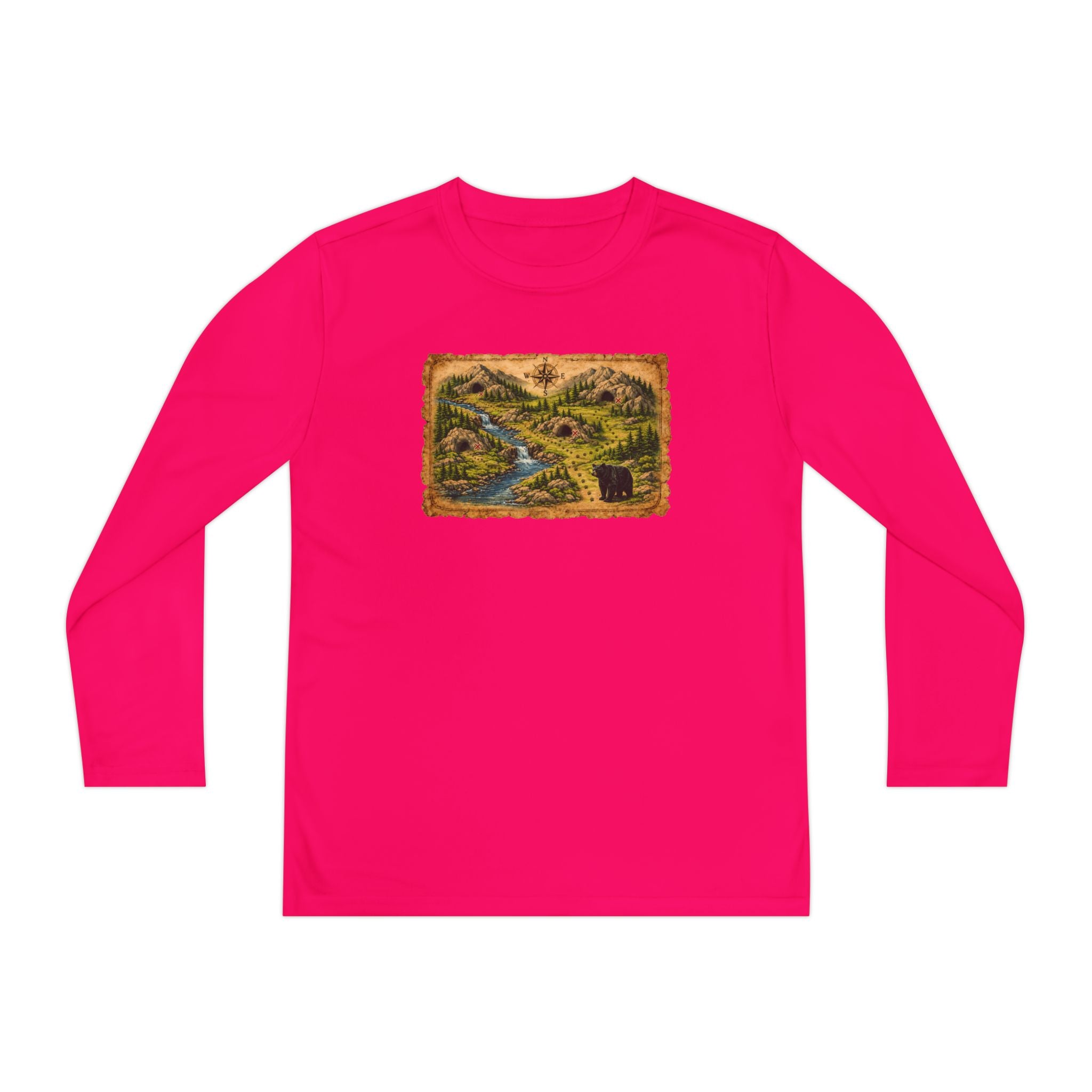 Youth Long Sleeve Tee — Bear Cave Treasure Map