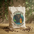 Protect Our Bears Canvas Tote Bag | Funny Wilderness Illustration