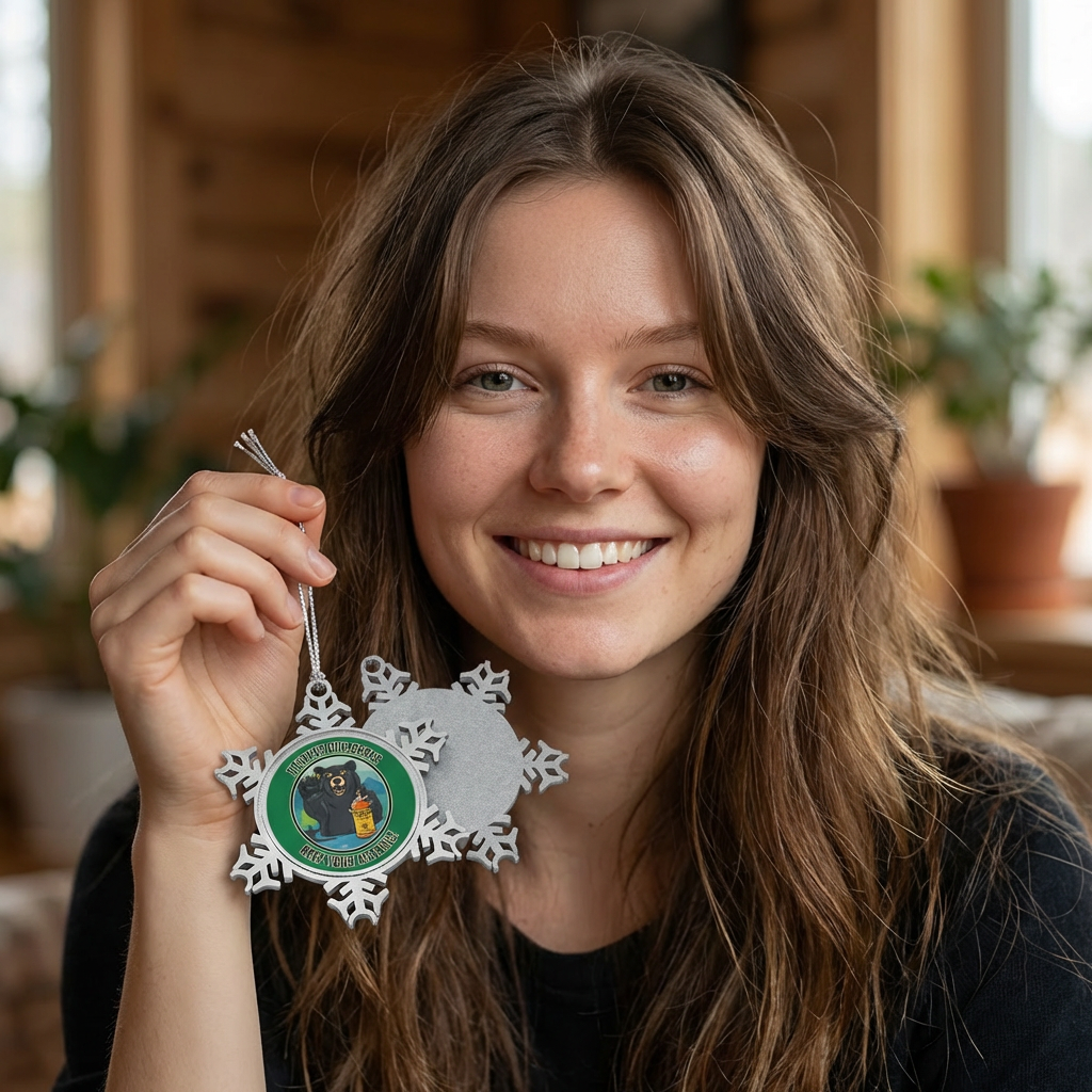 Protect Our Bears Snowflake Ornament | Pewter Holiday Decoration