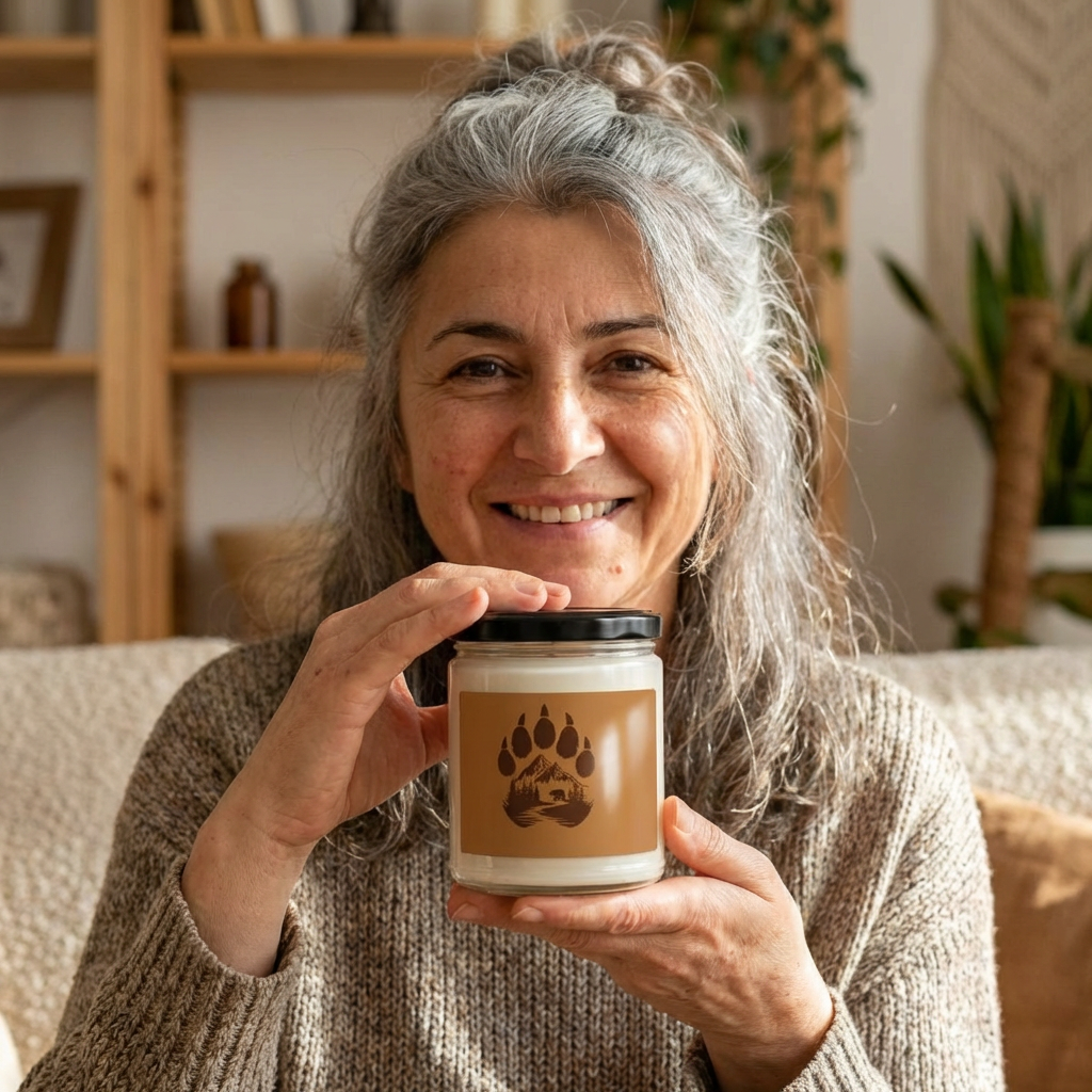 Cabin Paw Print Soy Candle — 9oz Scented Rustic Woodland Candle