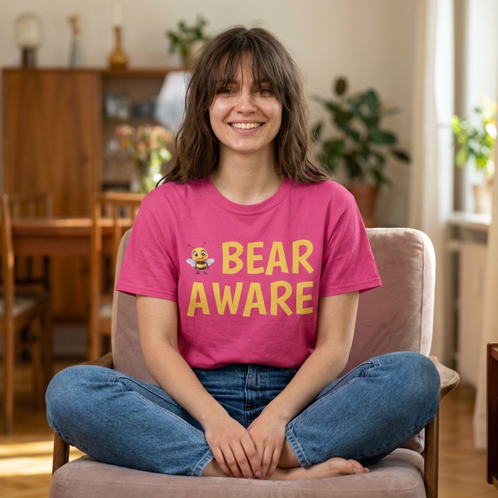 Bear Aware Unisex Tee — Cute Bee Graphic Wildlife Awareness T-Shirt