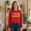 Bear Aware Long Sleeve Tee — Cute Yellow Bear Graphic Shirt