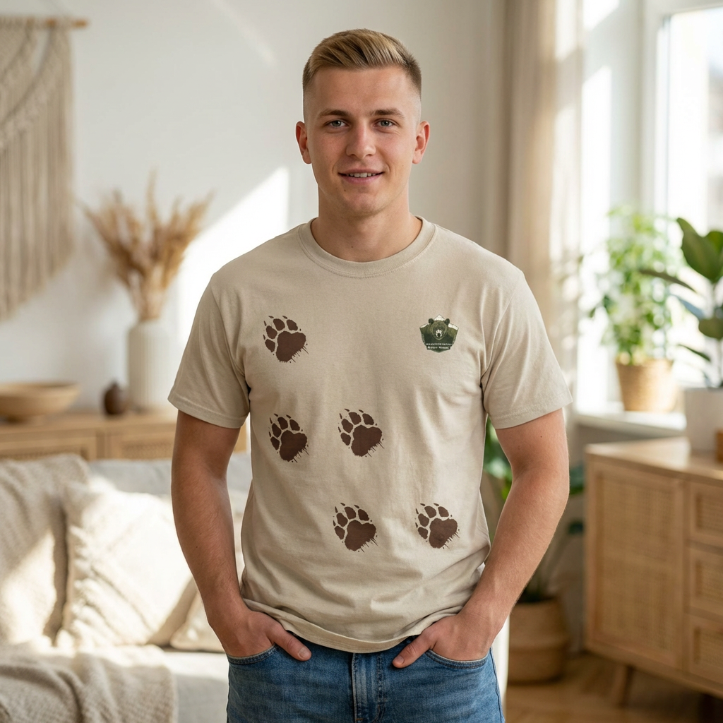Muddy Bear Pawprint Unisex T‑Shirt — Wildlife Awareness
