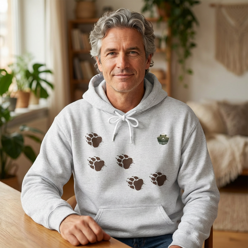 Muddy Bear Paw Tracks Unisex Hoodie  - Wildlife Awarenesas