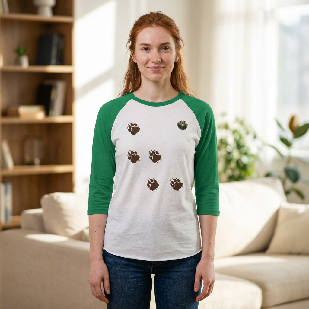 Bear Paw Tracks Unisex Raglan Shirt | Muddy Wildlife Trail Tee