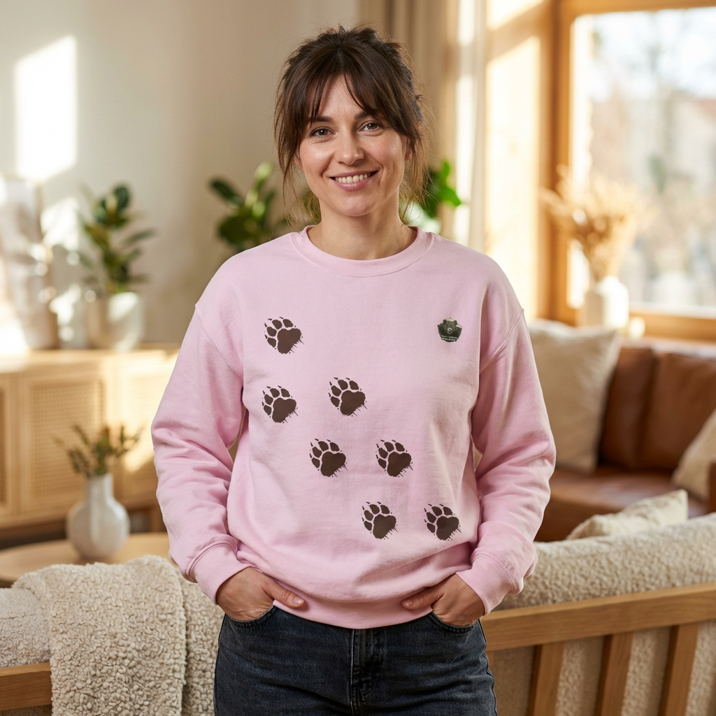 Muddy Bear Paw Tracks - Unisex Pullover Sweatshirt