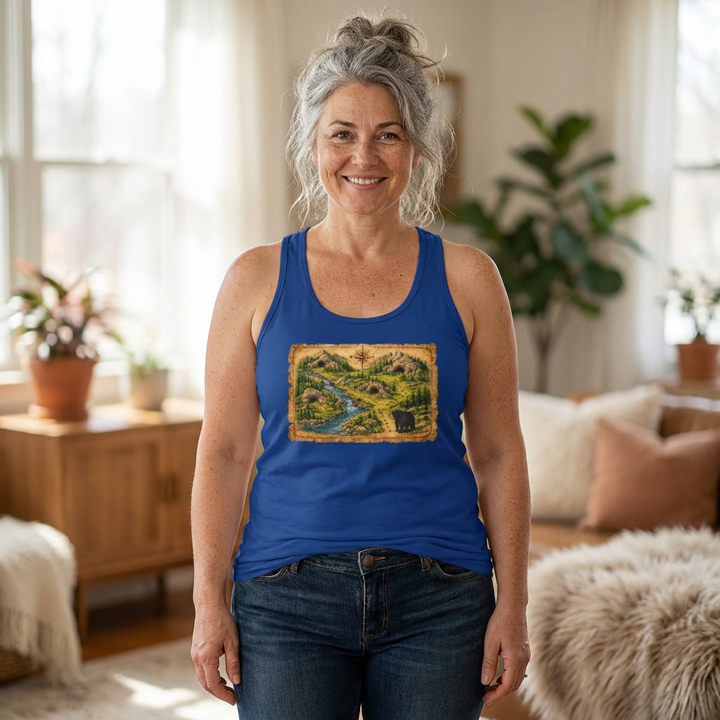 Women's Bear Cave Treasure Map Racerback Tank