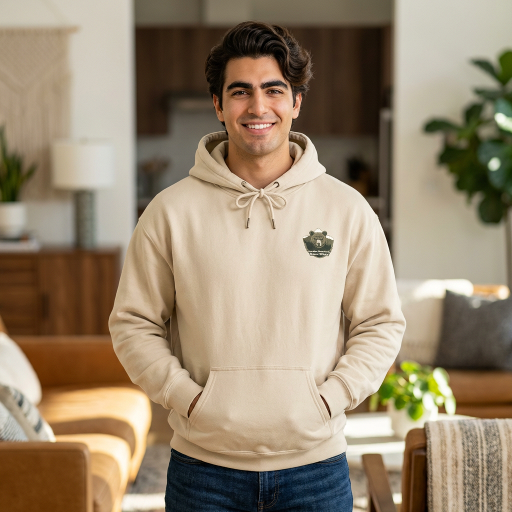 Scenic River Valley Hoodie — Vintage Wilderness Landscape Unisex Pullover