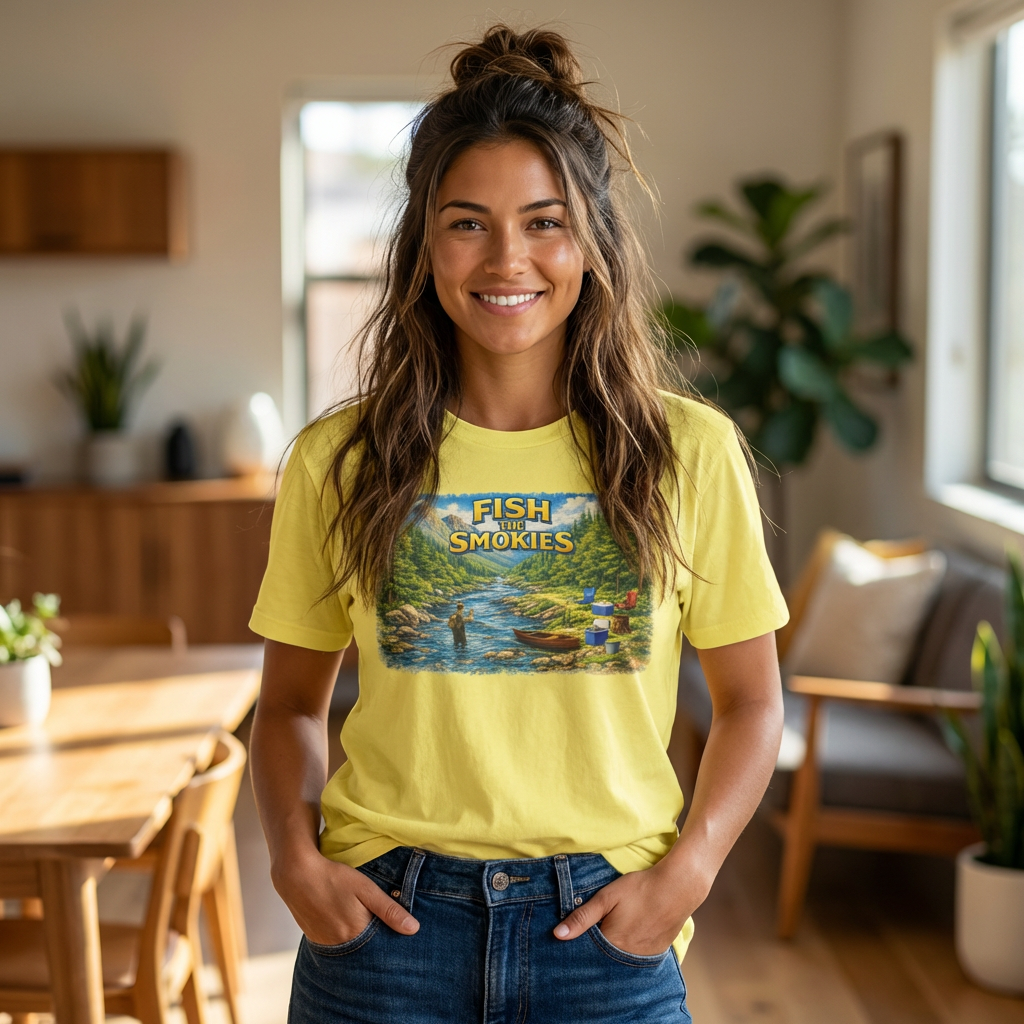 Fish the Smokies Unisex T-Shirt — Scenic Fishing River Graphic Tee