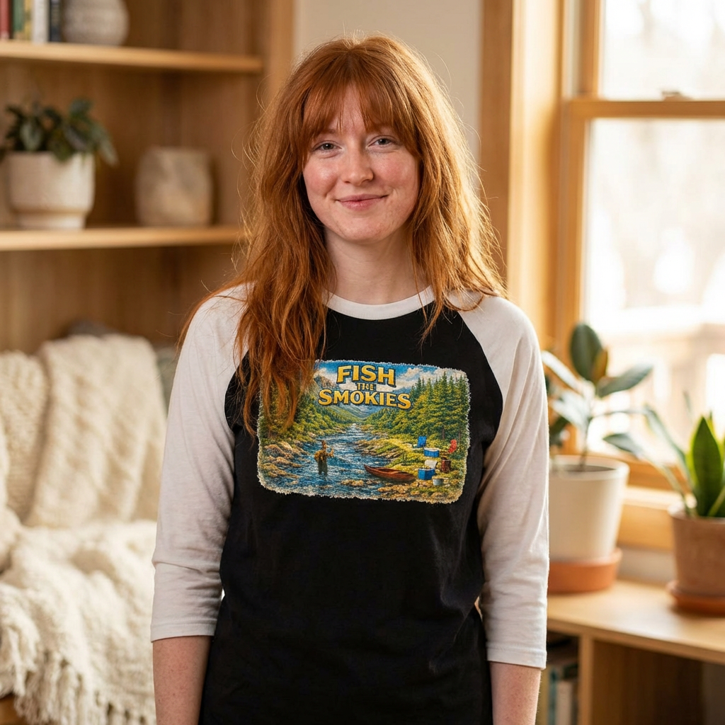 Smokies Fishing Unisex Raglan Shirt - 'Fish the Smokies' 3/4 Sleeve Outdoor Tee