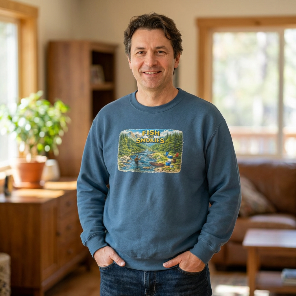 Fish Smokies Fishing Crewneck Unisex Sweatshirt