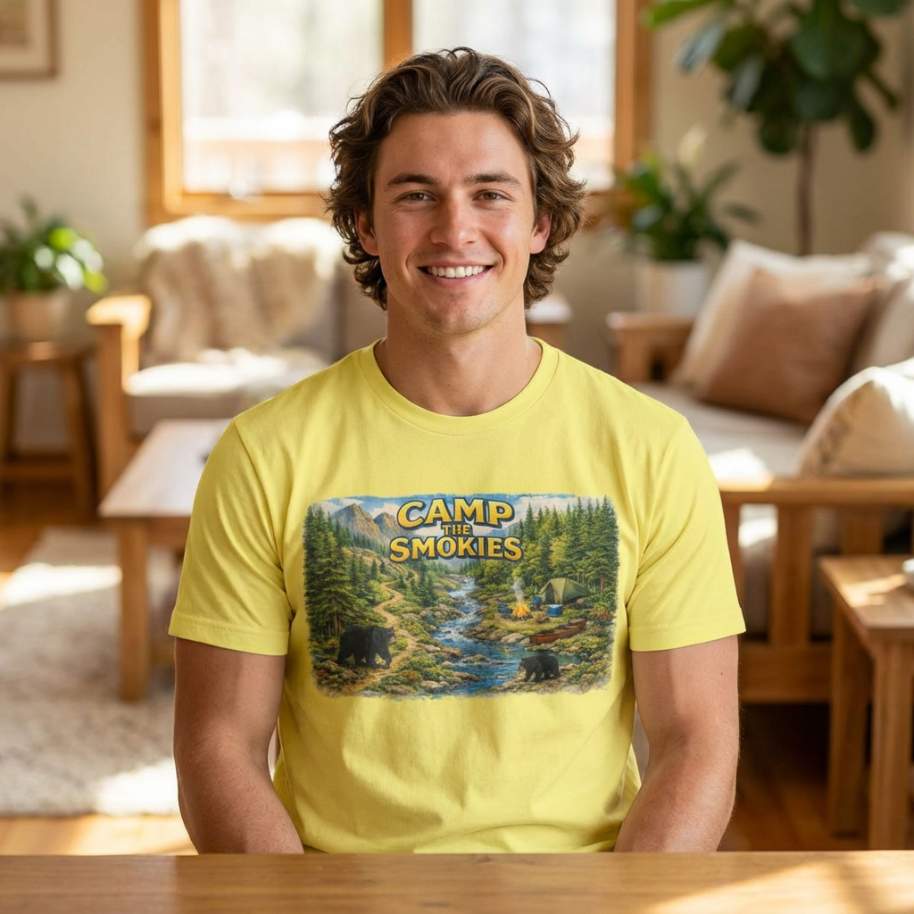 Camp the Smokies Unisex T-Shirt – Rustic Mountain Camping Graphic Tee