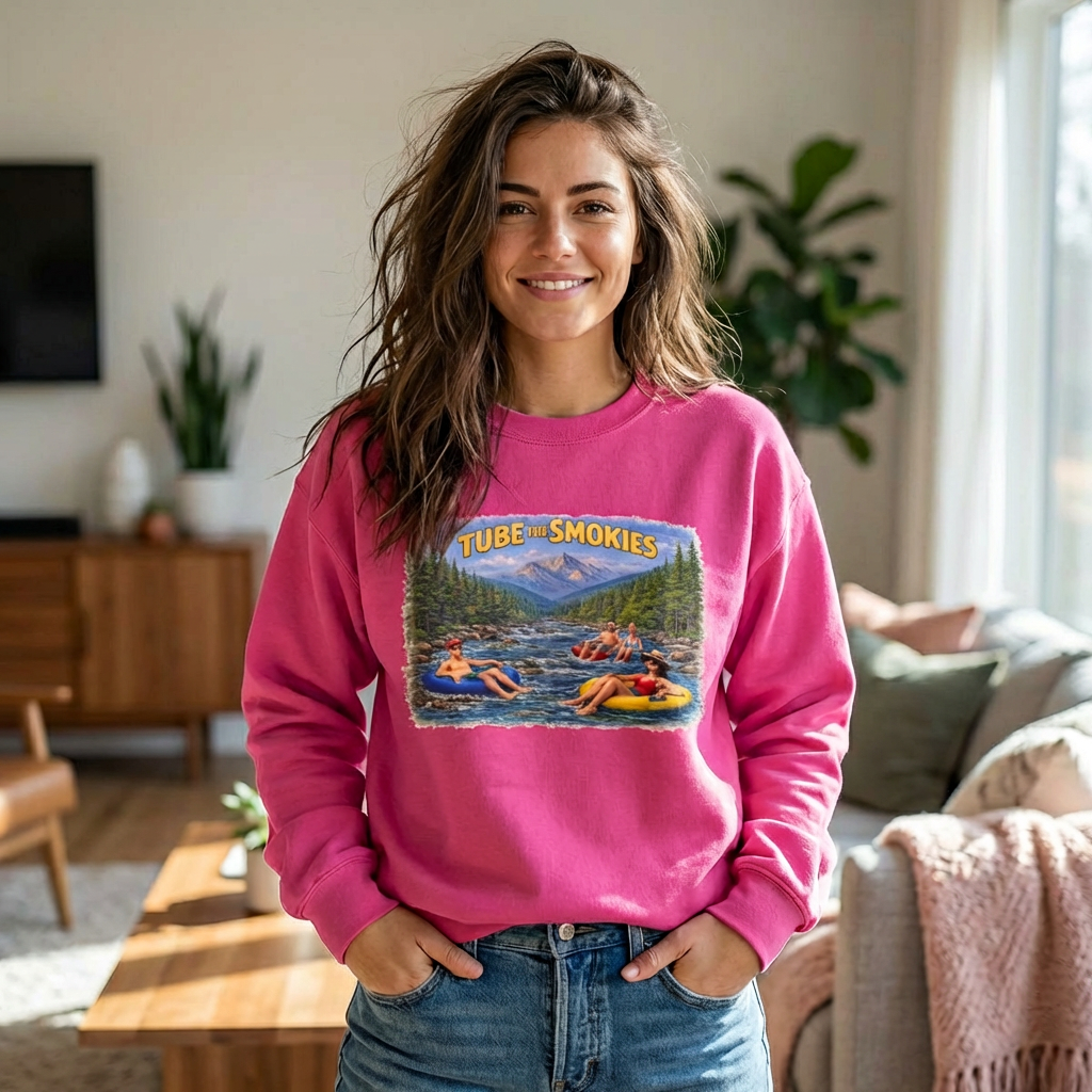 Tube the Smokies Crewneck Sweatshirt – Scenic River Tubing Graphic