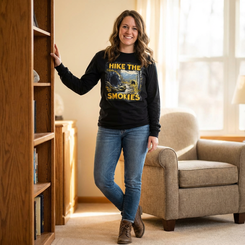 Hike the Smokies Long Sleeve Unisex Tee — Vintage Mountain Hiking Shirt