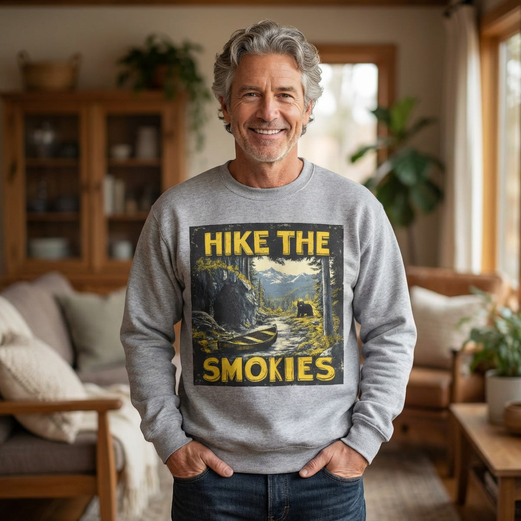 Hike the Smokies Sweatshirt — Vintage Mountain Hiking Unisex Crewneck