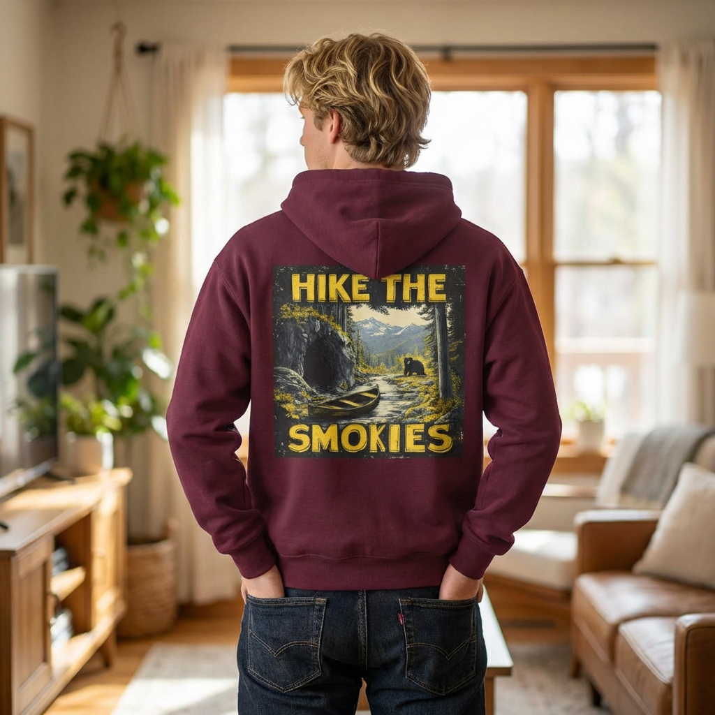 Hoodie - Vintage "Hike the Smokies" Smoky Mountains Unisex Hiking Graphic Pullover