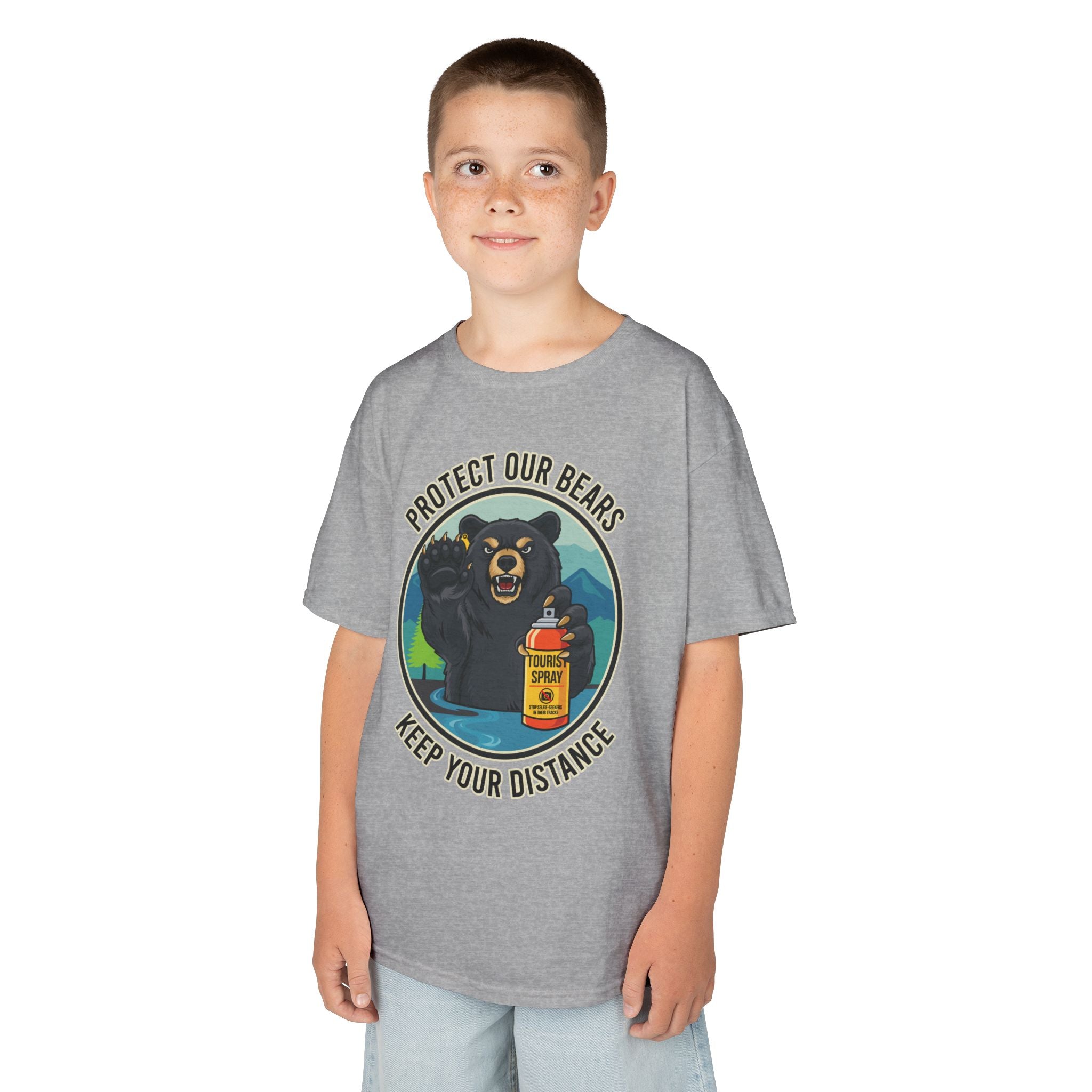 Kids T‑Shirt — "Protect Our Bears, Keep Your Distance" Cute Bear Conservation Tee