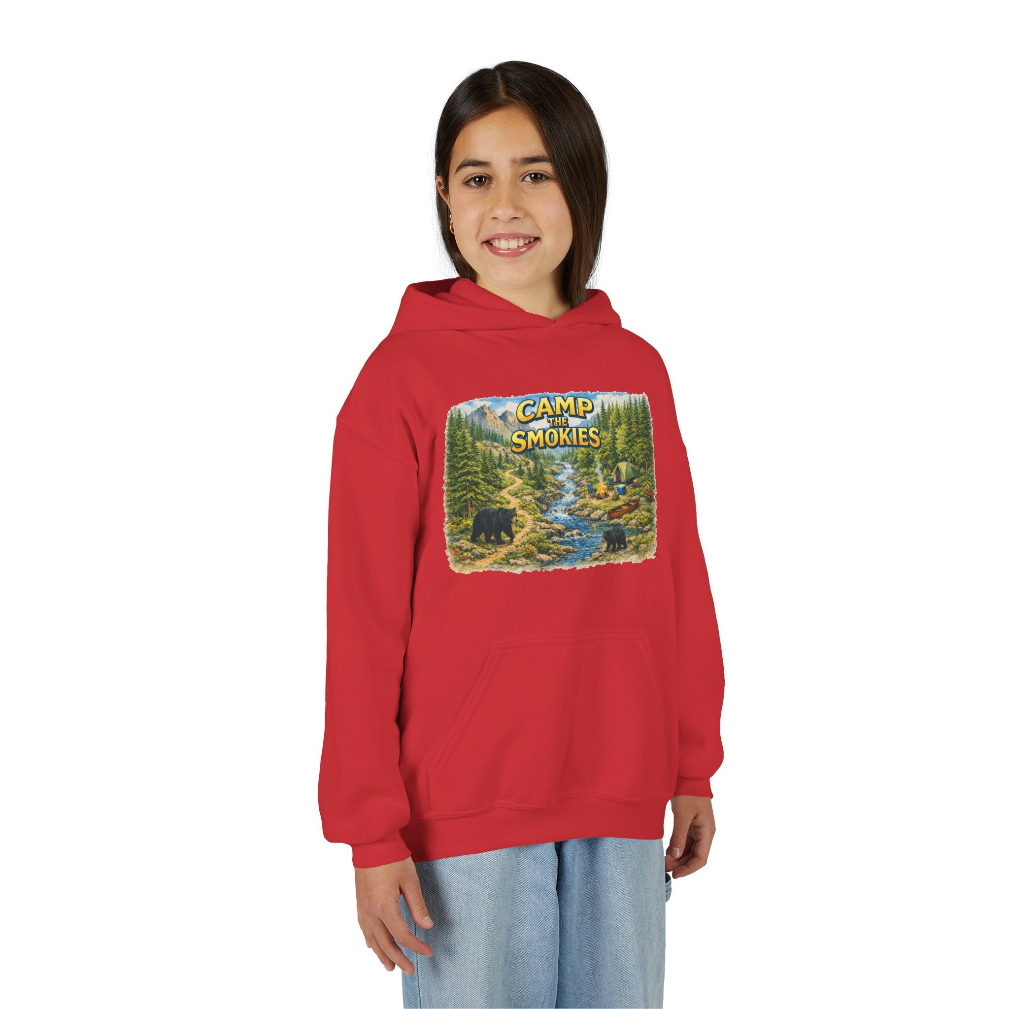 Camp Smokies Youth Hoodie — Outdoor Camping Graphic Sweatshirt