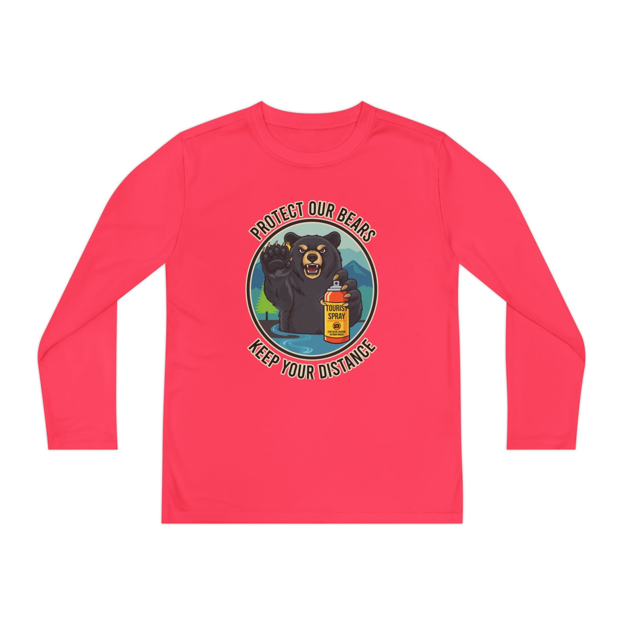 Youth Long Sleeve Tee — "Protect Our Bears, Keep Your Distance" Wildlife Conservation Shirt