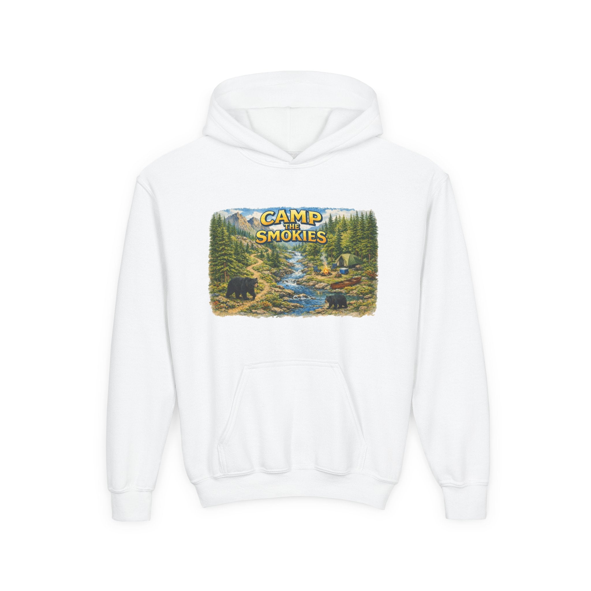 Camp Smokies Youth Hoodie — Outdoor Camping Graphic Sweatshirt